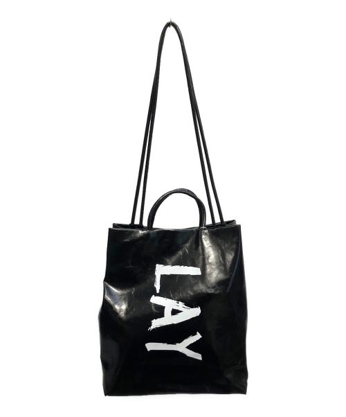 LAYAS（レイヤーズ）LAYAS (レイヤーズ) Radiate (ラディエイト) PAINT LOGO TOTE BAG ブラックの古着・服飾アイテム
