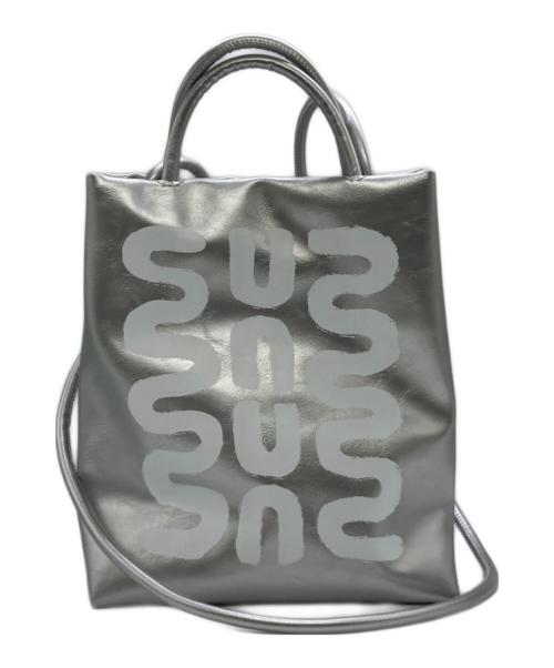 LAYAS（レイヤーズ）LAYAS (レイヤーズ) RADIATE (ラディエイト) WHITE CIRCLE PAINT MINI TOTE BAG シルバーの古着・服飾アイテム