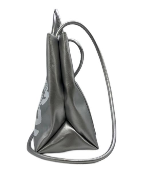 LAYAS（レイヤーズ）LAYAS (レイヤーズ) RADIATE (ラディエイト) WHITE CIRCLE PAINT MINI TOTE BAG シルバーの古着・服飾アイテム