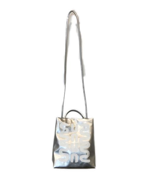 LAYAS（レイヤーズ）LAYAS (レイヤーズ) RADIATE (ラディエイト) WHITE CIRCLE PAINT MINI TOTE BAG シルバーの古着・服飾アイテム