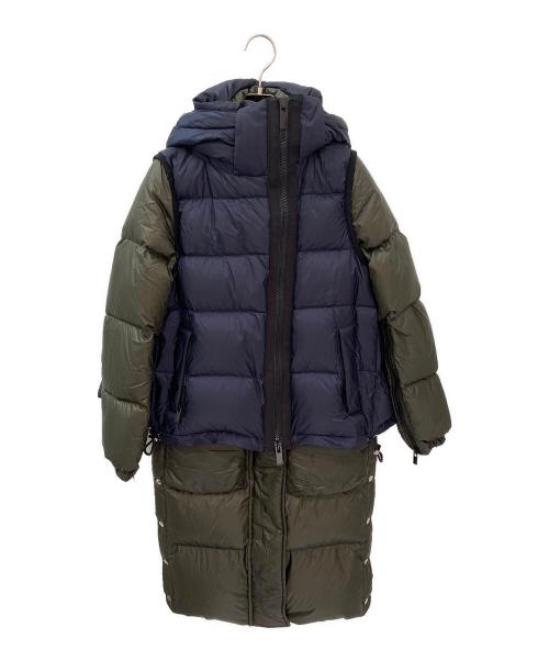 sacai（サカイ）sacai (サカイ) ドッキングナイロンダウンコート ネイビー×カーキ サイズ:１の古着・服飾アイテム