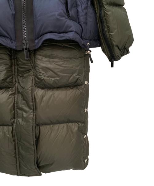 sacai（サカイ）sacai (サカイ) ドッキングナイロンダウンコート ネイビー×カーキ サイズ:１の古着・服飾アイテム