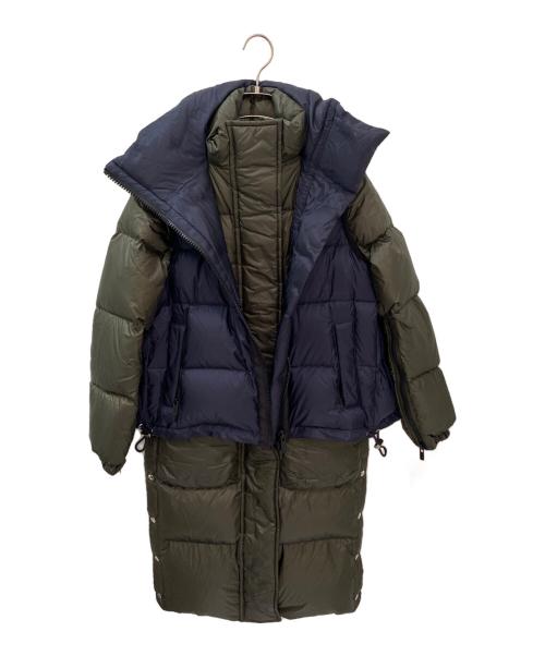 sacai（サカイ）sacai (サカイ) ドッキングナイロンダウンコート ネイビー×カーキ サイズ:１の古着・服飾アイテム