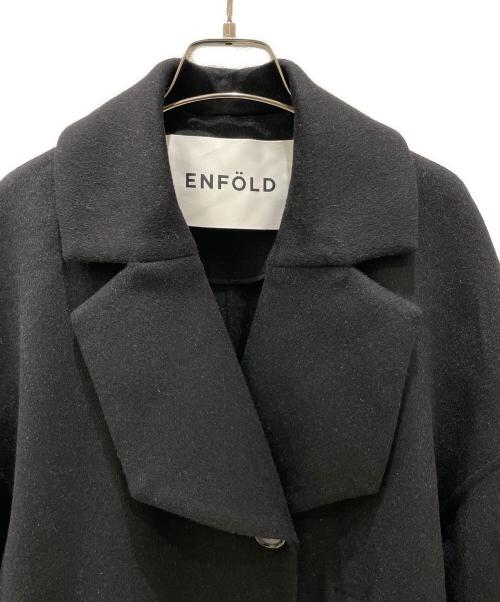 ENFOLD（エンフォルド）ENFOLD (エンフォルド) ウールサイドスリットリバーコート ブラック サイズ:38の古着・服飾アイテム