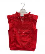 Hysteric Glamourヒステリックグラマー）の古着「HYSTERIC LOGO LACE ノースリーブ」｜レッド