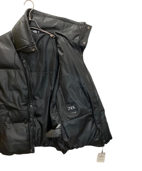 ZARA（ザラ）ZARA (ザラ) シンセティックレザー中綿ジャケット ブラック サイズ:Lの古着・服飾アイテム