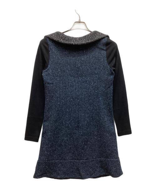 VIVIENNE TAM（ヴィヴィアンタム）VIVIENNE TAM (ヴィヴィアンタム) ウールツイードワンピース ネイビーの古着・服飾アイテム