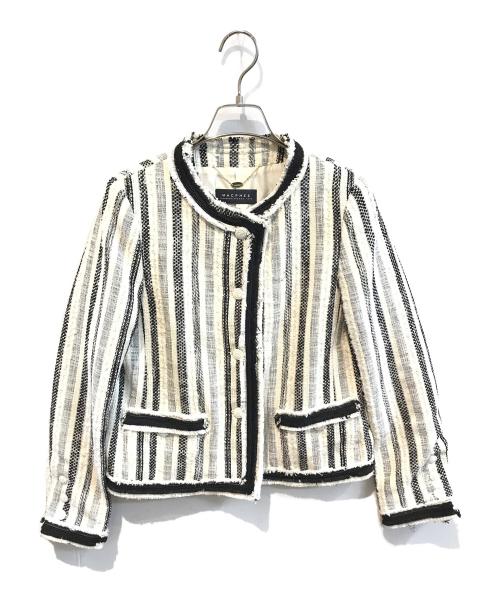 MACPHEE（マカフィー）MACPHEE (マカフィー) ノーカラーツイードジャケット ホワイト サイズ:36 未使用品の古着・服飾アイテム