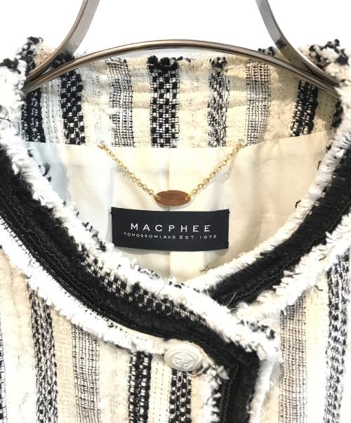 MACPHEE（マカフィー）MACPHEE (マカフィー) ノーカラーツイードジャケット ホワイト サイズ:36 未使用品の古着・服飾アイテム