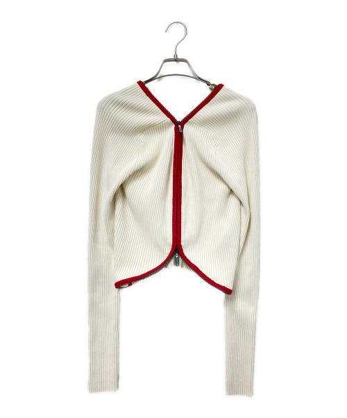 DIESEL（ディーゼル）DIESEL (ディーゼル) Vカット ダブルジップニットカーディガン アイボリー サイズ:Sの古着・服飾アイテム