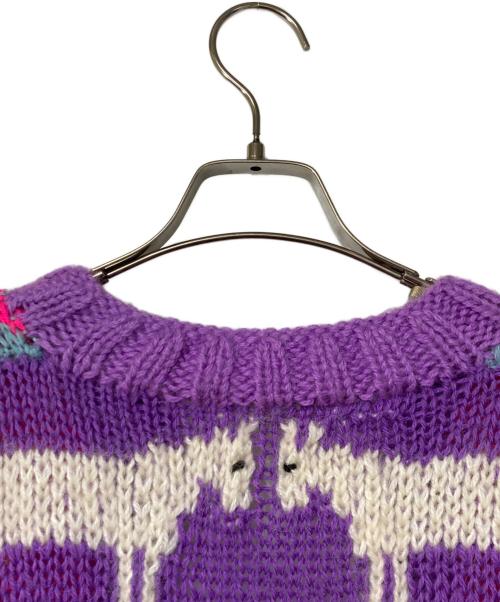 SOFIO GONGLI（ソフィア ゴングリ）SOFIO GONGLI (ソフィア ゴングリ) HANDMADE モヘヤ混ニットカーディガン パープル×ピンク×ベージュ サイズ:表記なしの古着・服飾アイテム