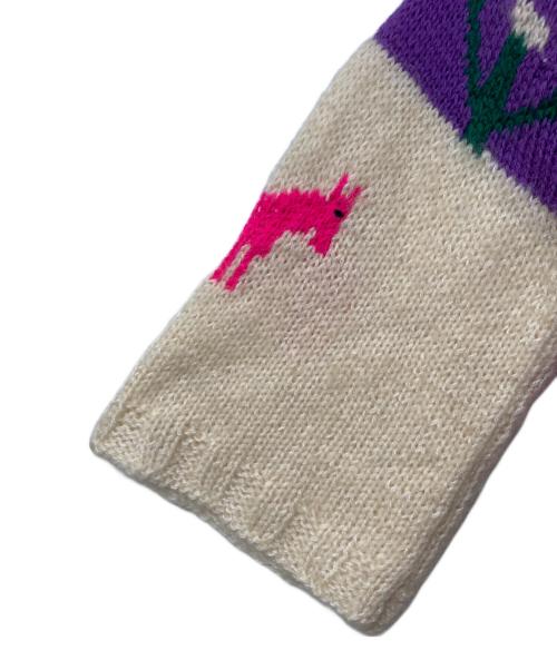 SOFIO GONGLI（ソフィア ゴングリ）SOFIO GONGLI (ソフィア ゴングリ) HANDMADE モヘヤ混ニットカーディガン パープル×ピンク×ベージュ サイズ:表記なしの古着・服飾アイテム