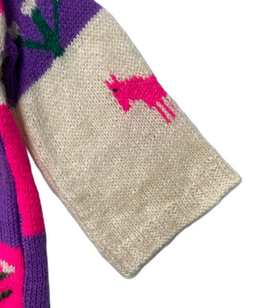 SOFIO GONGLI（ソフィア ゴングリ）SOFIO GONGLI (ソフィア ゴングリ) HANDMADE モヘヤ混ニットカーディガン パープル×ピンク×ベージュ サイズ:表記なしの古着・服飾アイテム