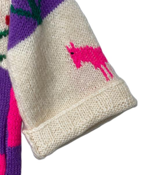 SOFIO GONGLI（ソフィア ゴングリ）SOFIO GONGLI (ソフィア ゴングリ) HANDMADE モヘヤ混ニットカーディガン パープル×ピンク×ベージュ サイズ:表記なしの古着・服飾アイテム