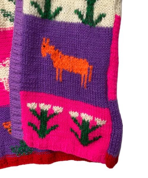 SOFIO GONGLI（ソフィア ゴングリ）SOFIO GONGLI (ソフィア ゴングリ) HANDMADE モヘヤ混ニットカーディガン パープル×ピンク×ベージュ サイズ:表記なしの古着・服飾アイテム