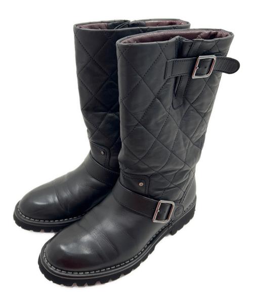 CHANEL（シャネル）CHANEL (シャネル) ココマークマトラッセエンジニアブーツ ブラック サイズ:38の古着・服飾アイテム