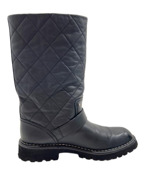 CHANEL（シャネル）CHANEL (シャネル) ココマークマトラッセエンジニアブーツ ブラック サイズ:38の古着・服飾アイテム