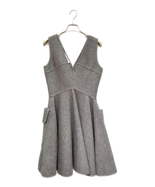 Christian Dior（クリスチャン ディオール）Christian Dior (クリスチャン ディオール) ウール フレアワンピース グレー サイズ:38の古着・服飾アイテム