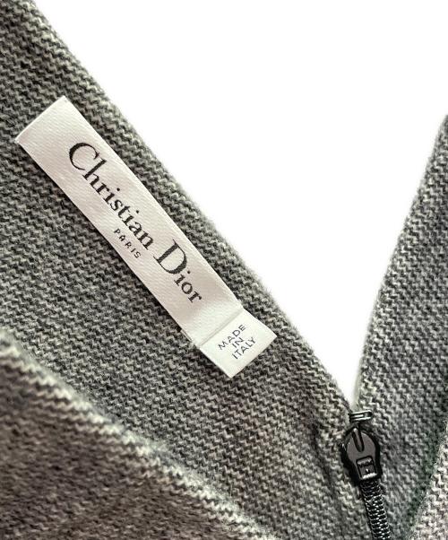 Christian Dior（クリスチャン ディオール）Christian Dior (クリスチャン ディオール) ウール フレアワンピース グレー サイズ:38の古着・服飾アイテム