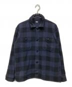 SEQUELシークエル）の古着「BLOCK CHECK JACKET（ブロック チェック ジャケット）」｜ネイビー×ブラック
