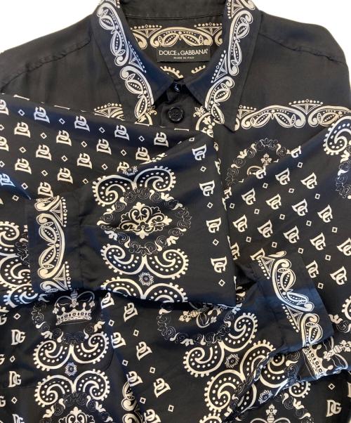 DOLCE & GABBANA（ドルチェ＆ガッバーナ）DOLCE & GABBANA (ドルチェ＆ガッバーナ) バンダナ柄シルクシャツ ブラック サイズ:54の古着・服飾アイテム
