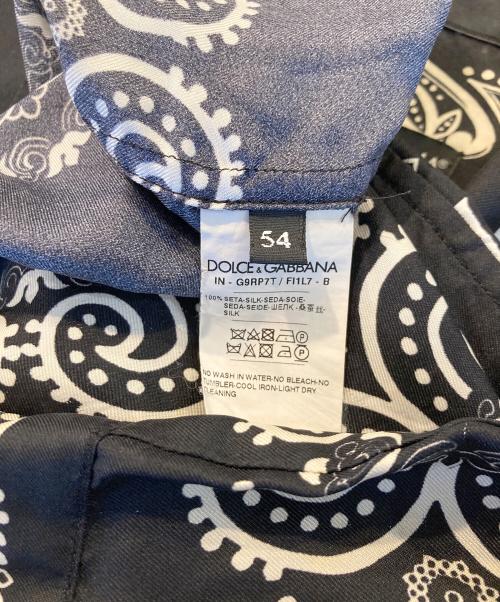 DOLCE & GABBANA（ドルチェ＆ガッバーナ）DOLCE & GABBANA (ドルチェ＆ガッバーナ) バンダナ柄シルクシャツ ブラック サイズ:54の古着・服飾アイテム