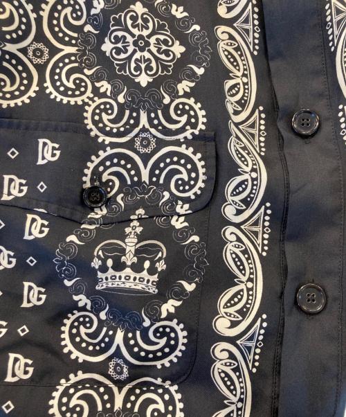 DOLCE & GABBANA（ドルチェ＆ガッバーナ）DOLCE & GABBANA (ドルチェ＆ガッバーナ) バンダナ柄シルクシャツ ブラック サイズ:54の古着・服飾アイテム