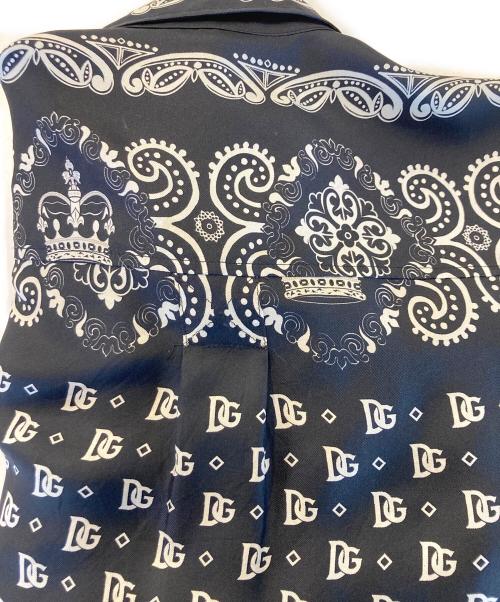 DOLCE & GABBANA（ドルチェ＆ガッバーナ）DOLCE & GABBANA (ドルチェ＆ガッバーナ) バンダナ柄シルクシャツ ブラック サイズ:54の古着・服飾アイテム