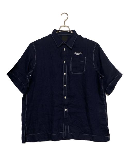 GIVENCHY（ジバンシィ）GIVENCHY (ジバンシィ) 1952 Embroidered Linen Shirt ネイビー サイズ:39の古着・服飾アイテム