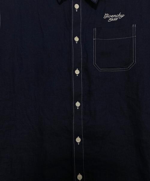 GIVENCHY（ジバンシィ）GIVENCHY (ジバンシィ) 1952 Embroidered Linen Shirt ネイビー サイズ:39の古着・服飾アイテム
