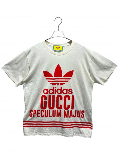 GUCCI（グッチ）GUCCI (グッチ) adidas (アディダス) Tシャツ　717422 XJEXI ホワイト×レッド サイズ:Mの古着・服飾アイテム