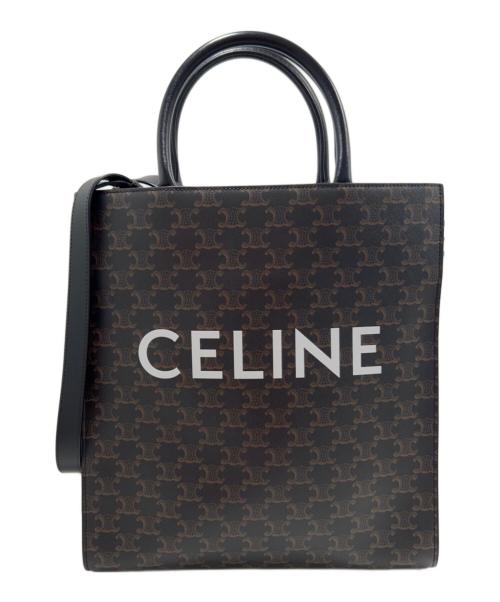 CELINE（セリーヌ）CELINE (セリーヌ) トリオンフ ミディアム バーティカル カバ ブラウン×ブラック サイズ:ミディアムの古着・服飾アイテム