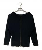 Nobleノーブル）の古着「フロントジップボートネックニット」｜ブラック