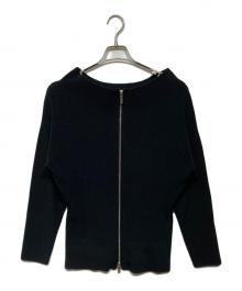 Noble（ノーブル）の古着「フロントジップボートネックニット」｜ブラック