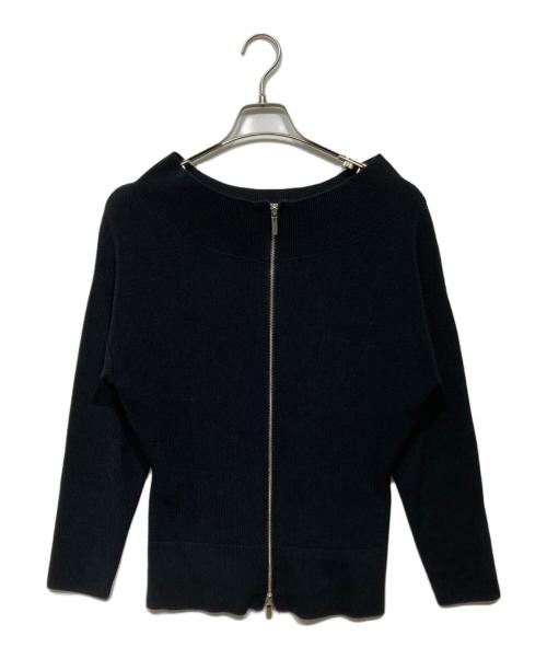 Noble（ノーブル）Noble (ノーブル) フロントジップボートネックニット ブラック サイズ:-の古着・服飾アイテム