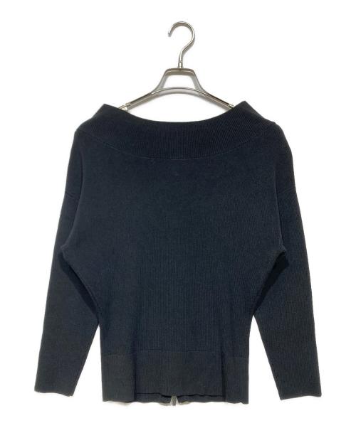 Noble（ノーブル）Noble (ノーブル) フロントジップボートネックニット ブラック サイズ:-の古着・服飾アイテム