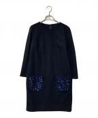 DUAL VIEWデュアルヴュー）の古着「スパンコールポケットワンピース」｜ネイビー