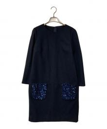 DUAL VIEW（デュアルヴュー）の古着「スパンコールポケットワンピース」｜ネイビー