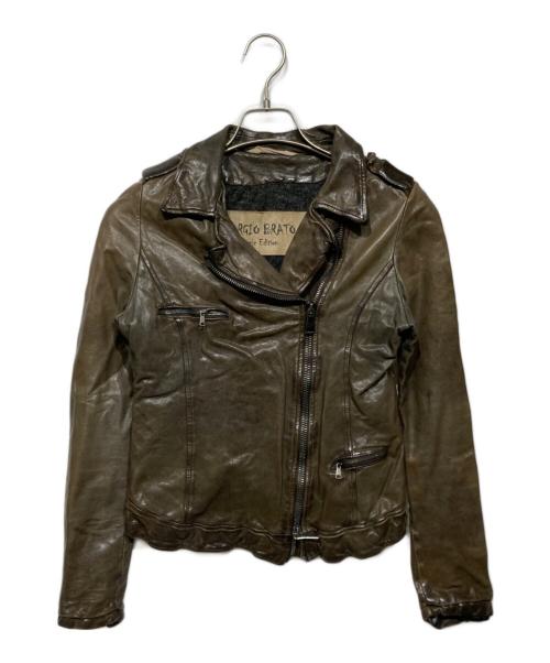 GIORGIO BRATO（ジョルジョブラッド）GIORGIO BRATO (ジョルジョブラッド) レザーダブルライダースジャケット ブラウン サイズ:38の古着・服飾アイテム