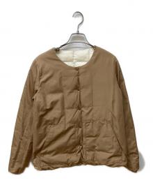 TAION（タイオン）の古着「リバーシブルクルーネックダウンブルゾン」｜アイボリー×ブラウン