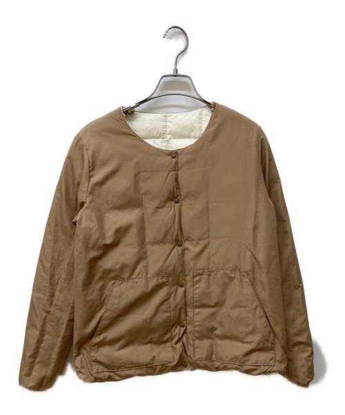 TAION（タイオン）TAION (タイオン) リバーシブルクルーネックダウンブルゾン アイボリー×ブラウン サイズ:Freeの古着・服飾アイテム