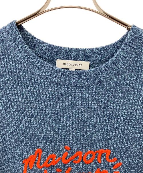 maison kitsune（メゾンキツネ）maison kitsune (メゾンキツネ) クルーネックニット ブルー サイズ:Lの古着・服飾アイテム