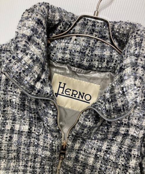 HERNO（ヘルノ）HERNO (ヘルノ) ツイードショートダウン グレー×ホワイト サイズ:40の古着・服飾アイテム