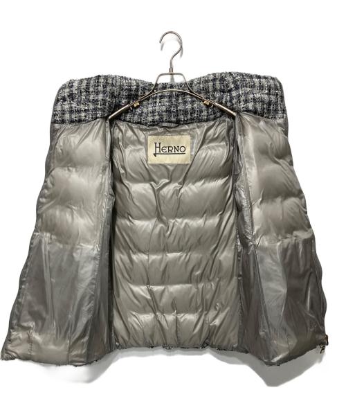 HERNO（ヘルノ）HERNO (ヘルノ) ツイードショートダウン グレー×ホワイト サイズ:40の古着・服飾アイテム