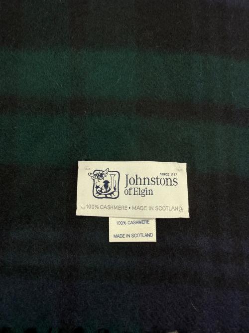 JOHNSTONS OF ELGIN（ジョンストンズオブエルガン）JOHNSTONS OF ELGIN (ジョンストンズオブエルガン) カシミヤ大判ストール ネイビー×グリーンの古着・服飾アイテム