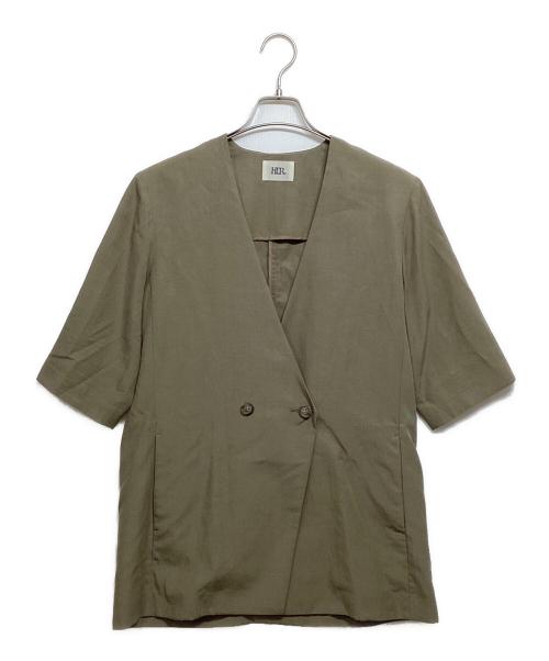 HER.（ハー）HER. (ハー) リネン混半袖ジャケット オリーブ サイズ:Freeの古着・服飾アイテム