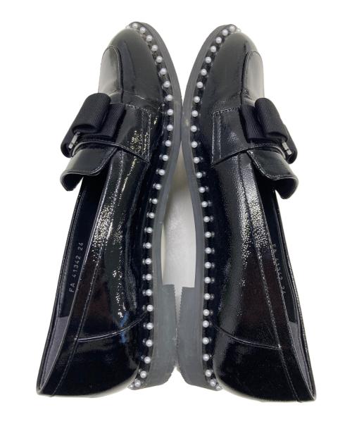 DIANA（ダイアナ）DIANA (ダイアナ) リボンパールローファー ブラック サイズ:24cmの古着・服飾アイテム