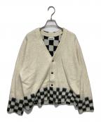 BEAMS BOYビームスボーイ）の古着「チェッカード Vネック カーディガン」｜アイボリー