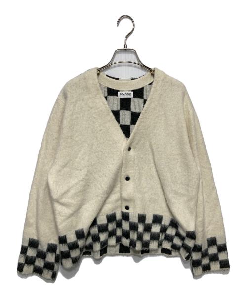 BEAMS BOY（ビームスボーイ）BEAMS BOY (ビームスボーイ) チェッカード Vネック カーディガン アイボリー サイズ:表記なしの古着・服飾アイテム