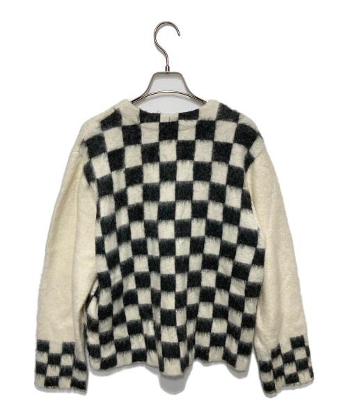 BEAMS BOY（ビームスボーイ）BEAMS BOY (ビームスボーイ) チェッカード Vネック カーディガン アイボリー サイズ:表記なしの古着・服飾アイテム